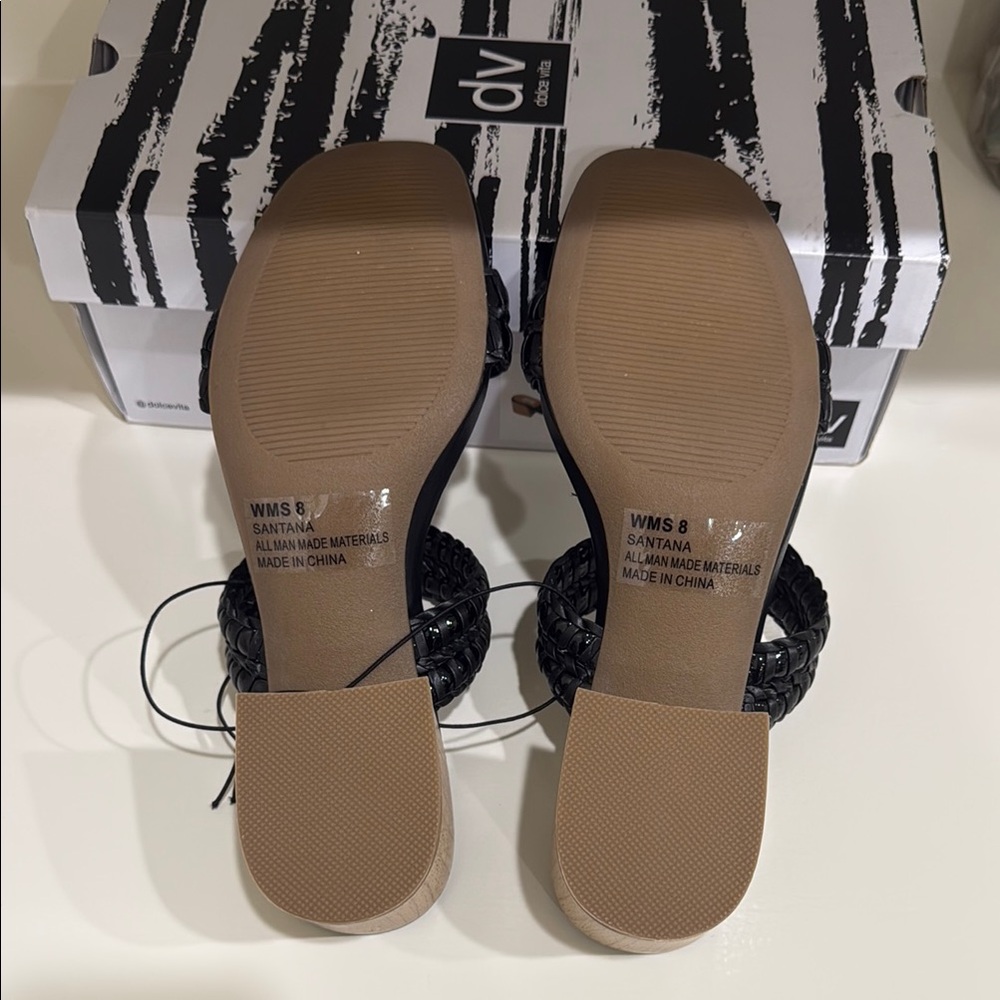 DV by Dolce Vita Black and Brown Woven Strap Sandals - Picture 2 of 3